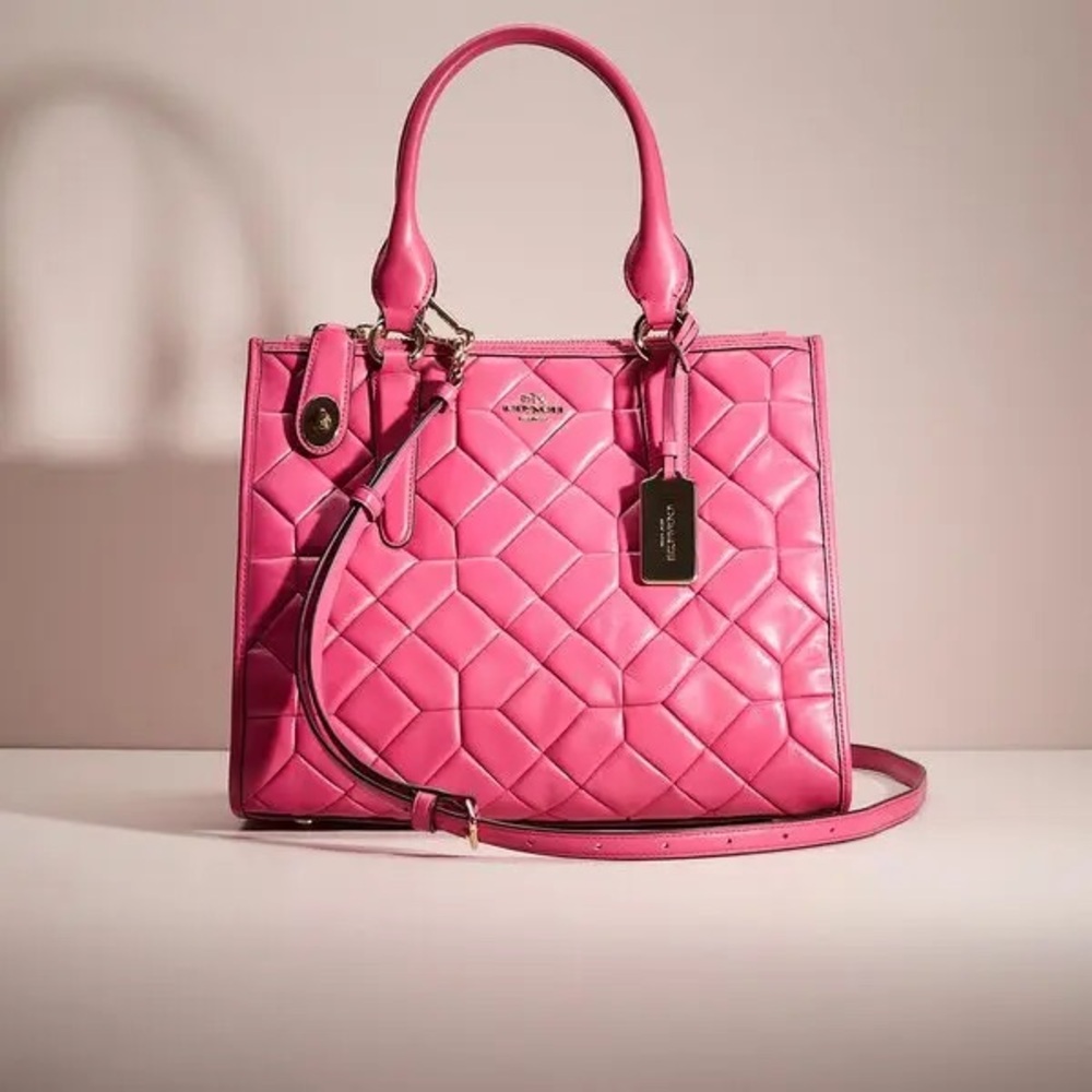 COACH NWT Pink Quilted Crosby Caryall Leather Tote Bag